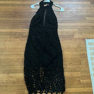 Black lace high neck dress